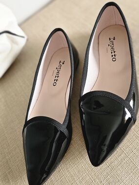 Repetto Black Patent Pointed Ballet Flats